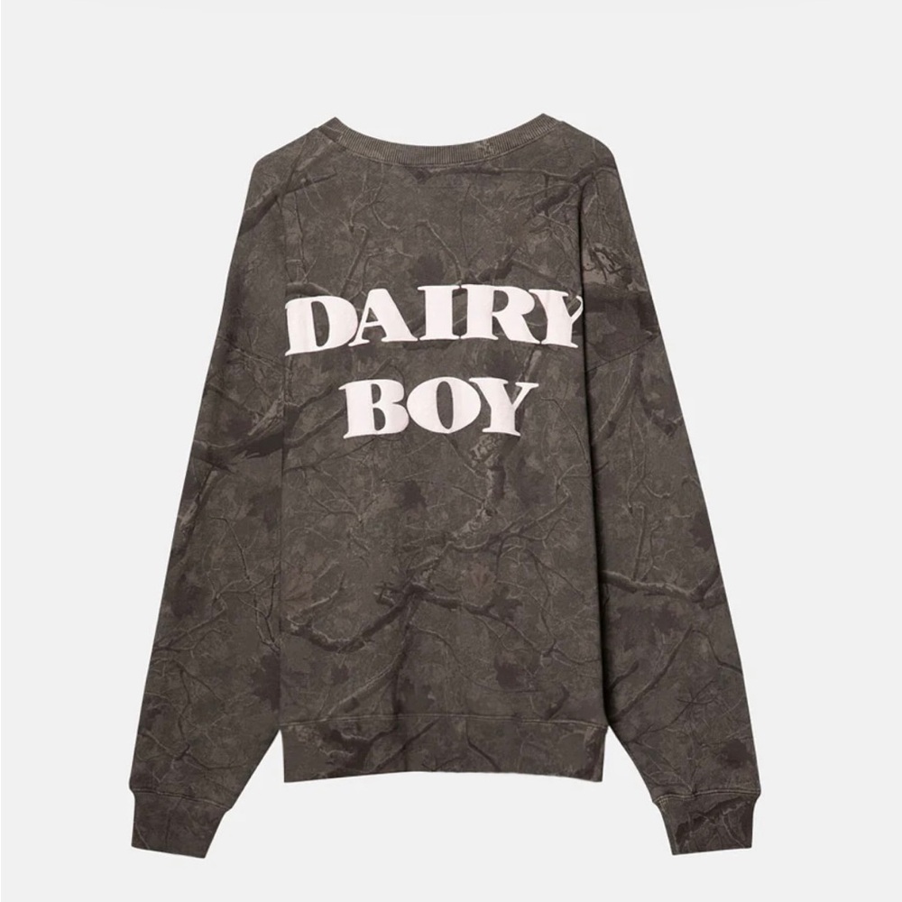 DairyBoy River Camo Crewneck Small- Pink Puff Letters